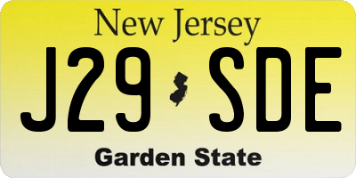 NJ license plate J29SDE