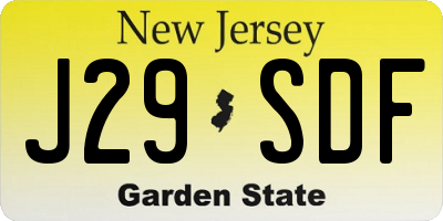 NJ license plate J29SDF
