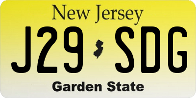 NJ license plate J29SDG