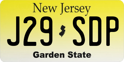 NJ license plate J29SDP