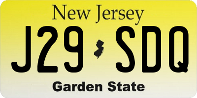 NJ license plate J29SDQ