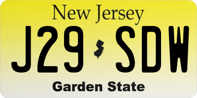 NJ license plate J29SDW