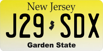 NJ license plate J29SDX