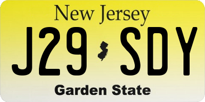 NJ license plate J29SDY