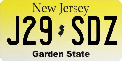 NJ license plate J29SDZ