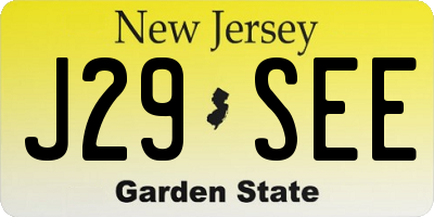 NJ license plate J29SEE