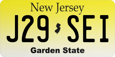 NJ license plate J29SEI