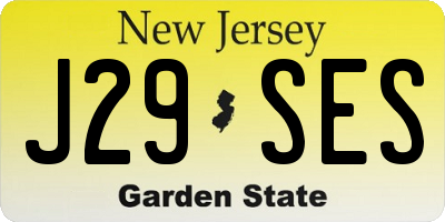 NJ license plate J29SES