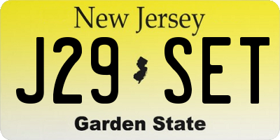 NJ license plate J29SET