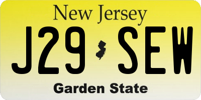 NJ license plate J29SEW