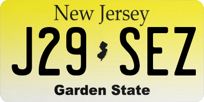 NJ license plate J29SEZ