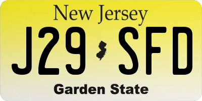 NJ license plate J29SFD