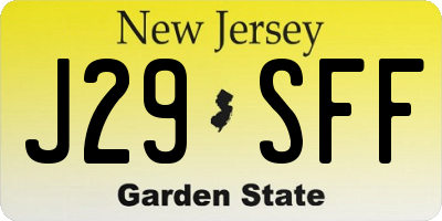 NJ license plate J29SFF