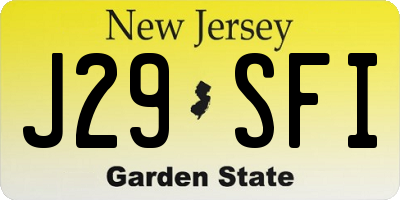 NJ license plate J29SFI