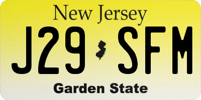 NJ license plate J29SFM