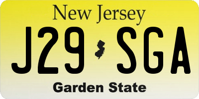 NJ license plate J29SGA