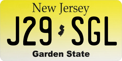 NJ license plate J29SGL