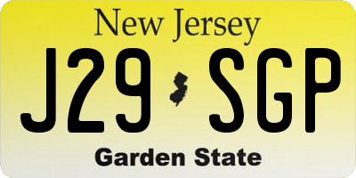 NJ license plate J29SGP
