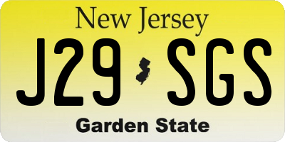 NJ license plate J29SGS