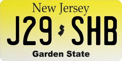 NJ license plate J29SHB
