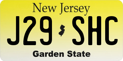 NJ license plate J29SHC