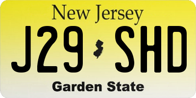 NJ license plate J29SHD