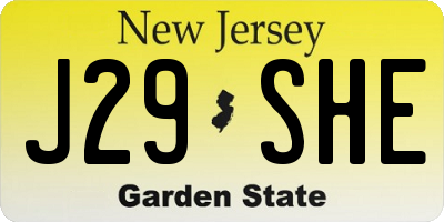 NJ license plate J29SHE