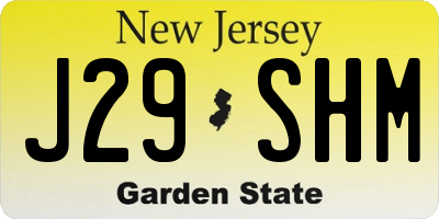 NJ license plate J29SHM