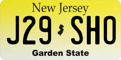NJ license plate J29SHO