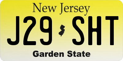 NJ license plate J29SHT