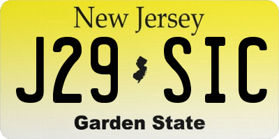 NJ license plate J29SIC