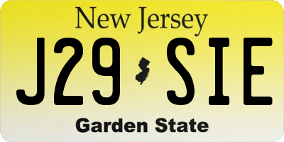 NJ license plate J29SIE