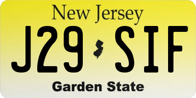 NJ license plate J29SIF