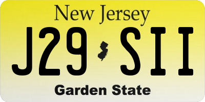 NJ license plate J29SII
