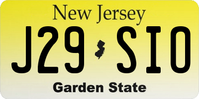 NJ license plate J29SIO