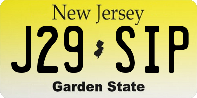 NJ license plate J29SIP