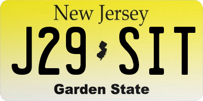 NJ license plate J29SIT