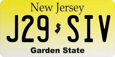 NJ license plate J29SIV