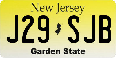NJ license plate J29SJB