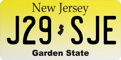 NJ license plate J29SJE