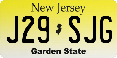 NJ license plate J29SJG