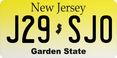NJ license plate J29SJO