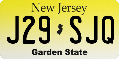 NJ license plate J29SJQ