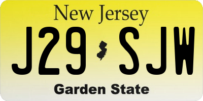 NJ license plate J29SJW