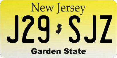NJ license plate J29SJZ