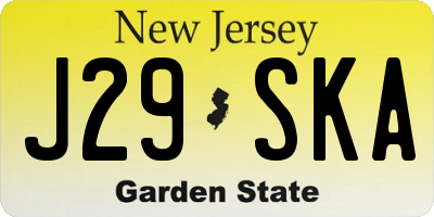 NJ license plate J29SKA