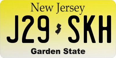 NJ license plate J29SKH