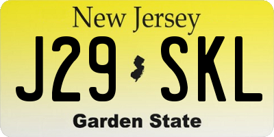 NJ license plate J29SKL