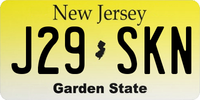 NJ license plate J29SKN