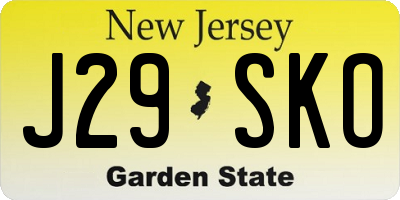 NJ license plate J29SKO